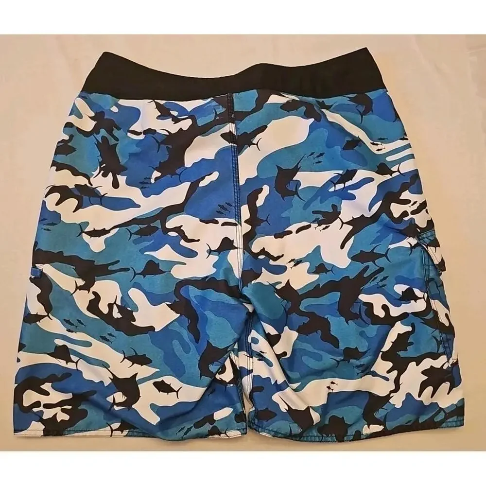 Pelagic Board Shorts Fishing Mens 34 Fish Camo High Performance Offshore‎ Trunks